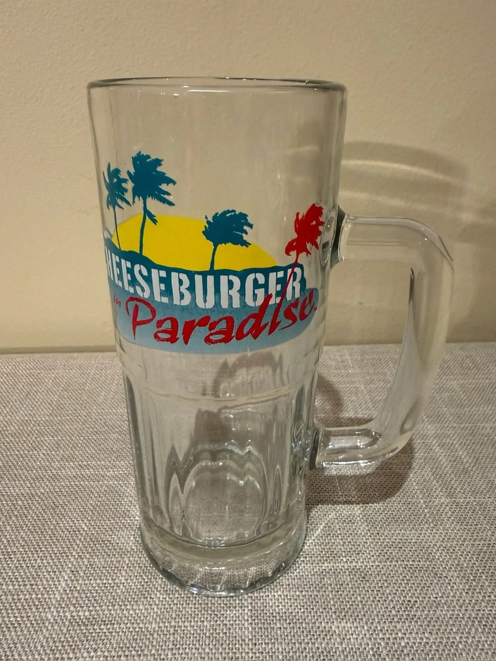 Vintage Cheeseburger in Paradise Glass Beer Mug Stein Heavy Base